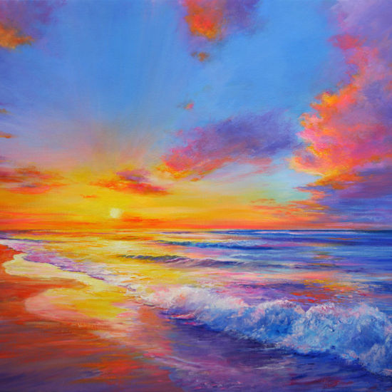 Sunrise Acrylic Canvas Marine Painting