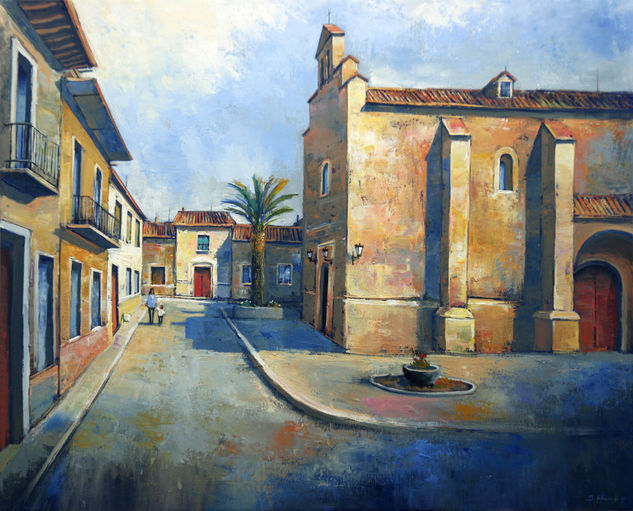 Spanish Town Oil Canvas Landscaping