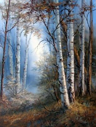 Birches Óleo Lienzo Paisaje