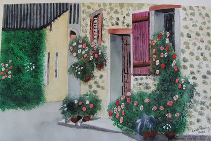 Fachada con flores