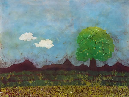 Tree and two clouds