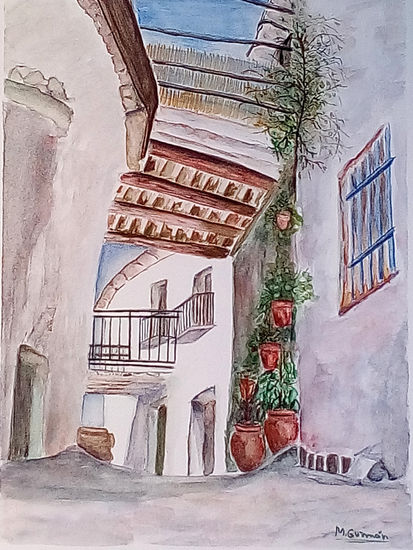 Calle típica de Capileira Watercolour Card Landscaping