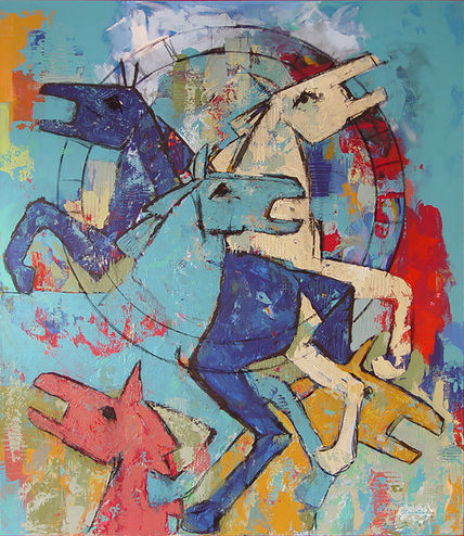 Caballos en Azul