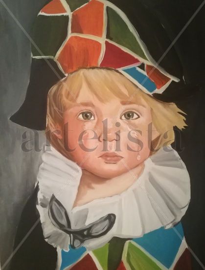 El niño que llora Oil Canvas Portrait