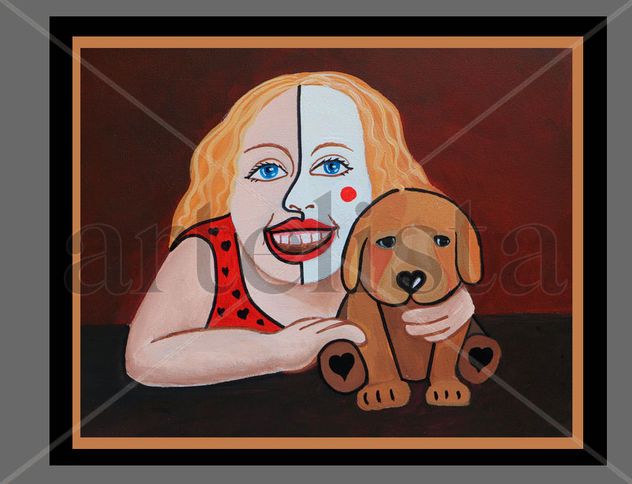 Retrato de niña con su perro