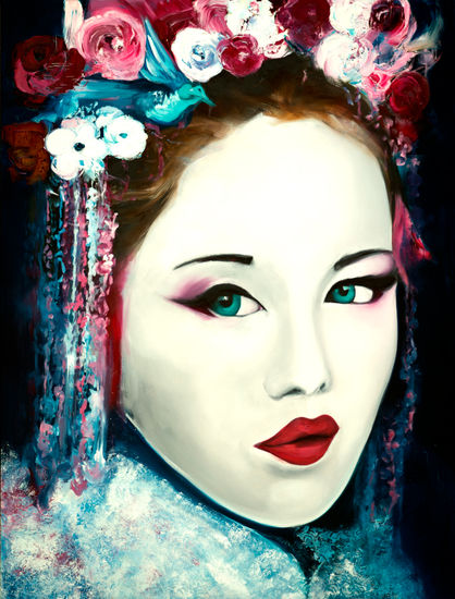 Geisha Oil Canvas Figure Painting