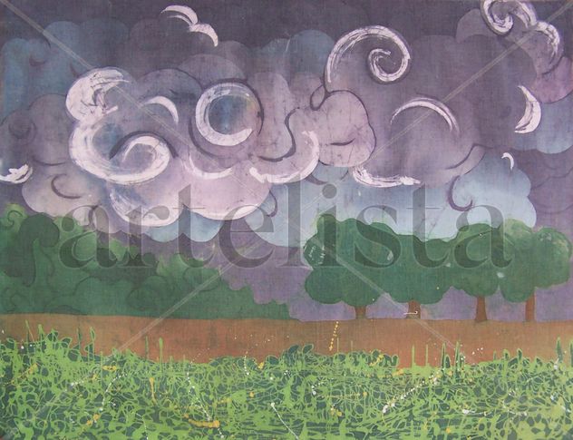 Storm clouds and grove