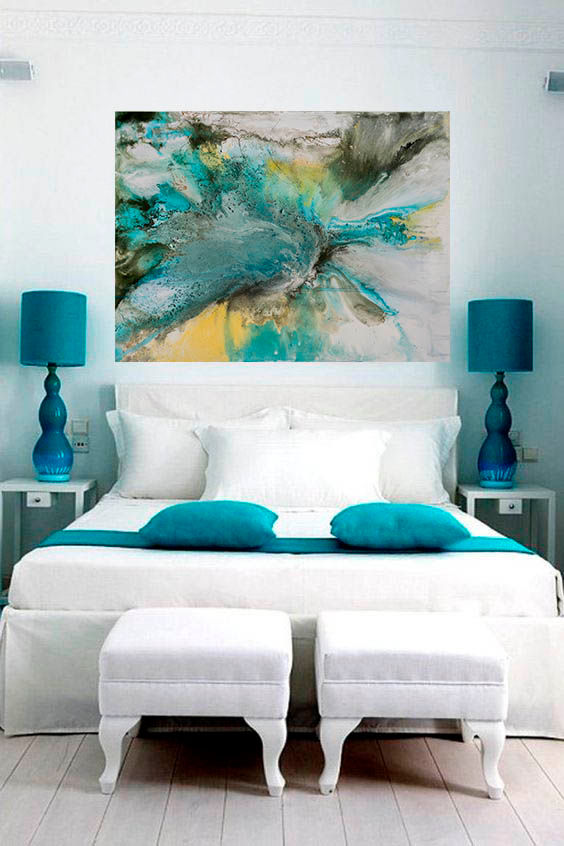 Pintura abstracta en turquesa