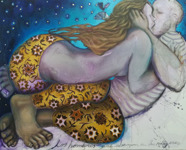 Amantes. Acrylic Canvas Figure Painting