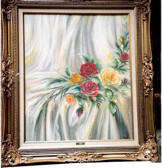 FLORES I Y MANTON Oil Canvas Floral Painting