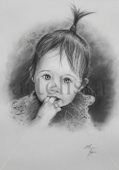 Retrato de una niña Carboncillo