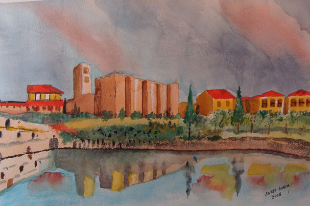 Reflejos en el lago Watercolour Card Marine Painting