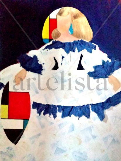 MENINA MONDRIAN Mixed media Canvas Figure Painting