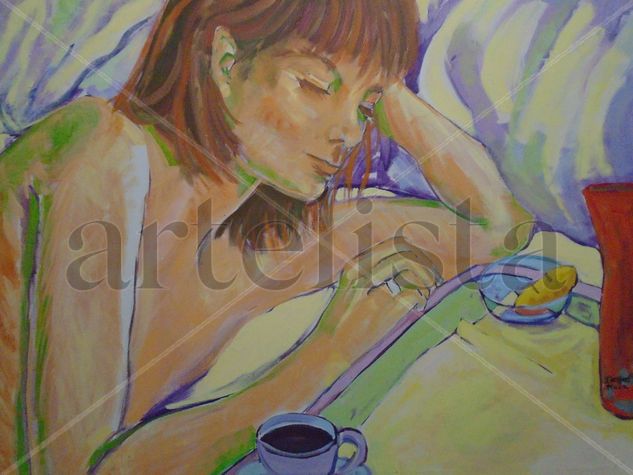 UN CAFÉ. Oil Canvas Nude Paintings