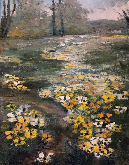 flores blancas Oil Canvas Landscaping