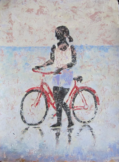 BIKE RED Acrylic Card Figure Painting