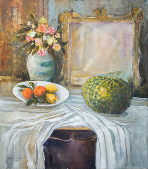 Bodegón del espejo Acrylic Panel Still Life Paintings