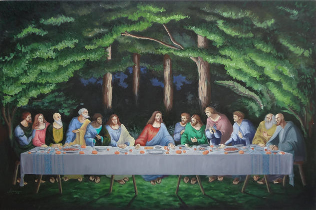 La última cena de Judas Oil Canvas Portrait