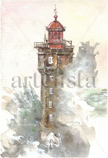 Faro Acuarela Papel Figura