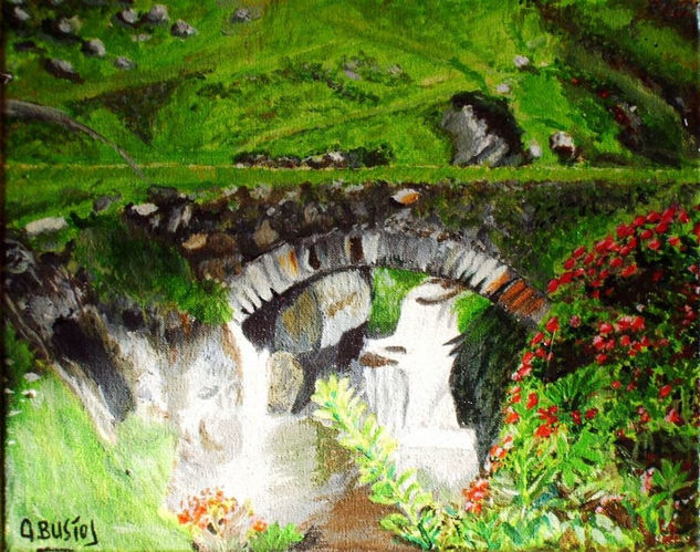 puente en primavera Acrylic Canvas Landscaping