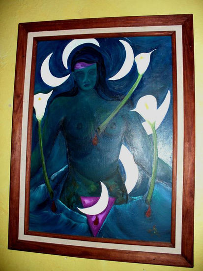 Sirena Óleo Tabla Desnudos