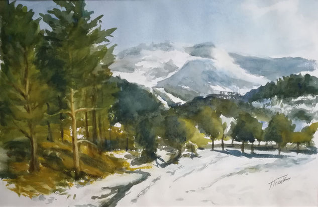 Nieve en la Sierra de Guadarrama Watercolour Paper Landscaping