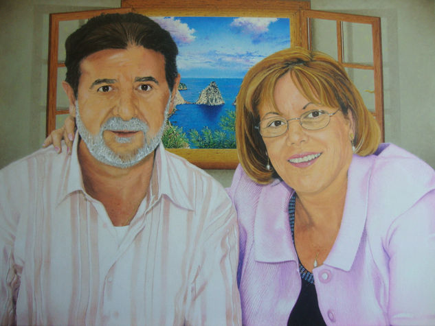 ''Mis Padres/ My Parents'' Oil Canvas Portrait