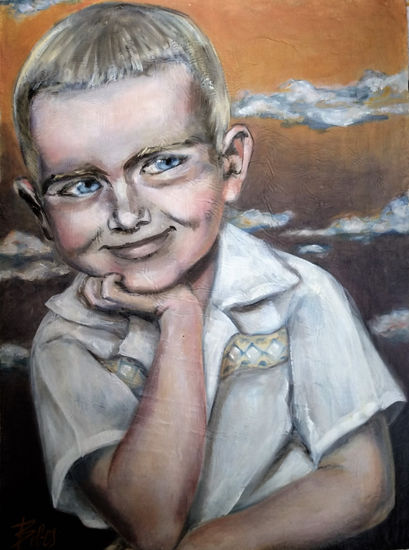 Little Michael con nubes en el horizonte Oil Paper Others