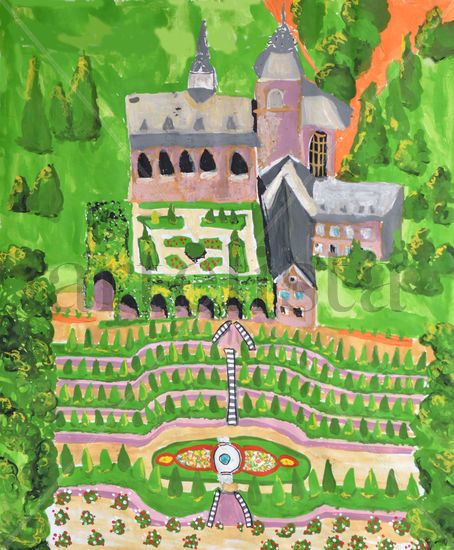 Jardín Francés Gouache Paper Landscaping