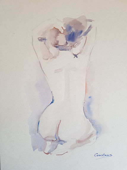 Holding her hair...
