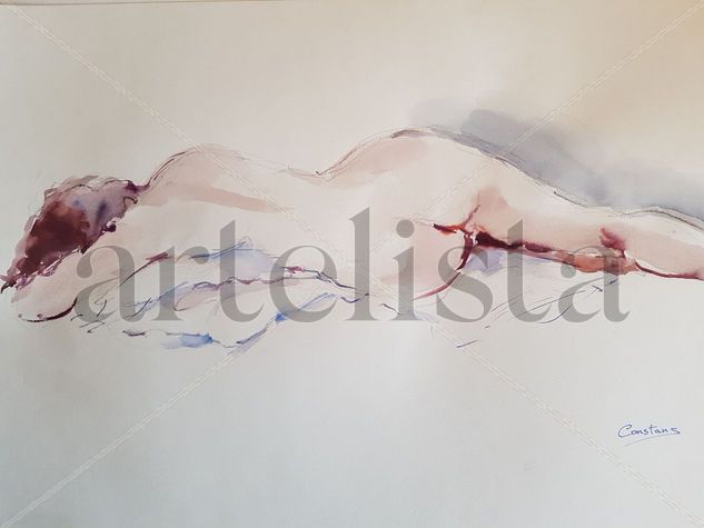 Sleeping ( Durmiendo) Watercolour Paper Nude Paintings