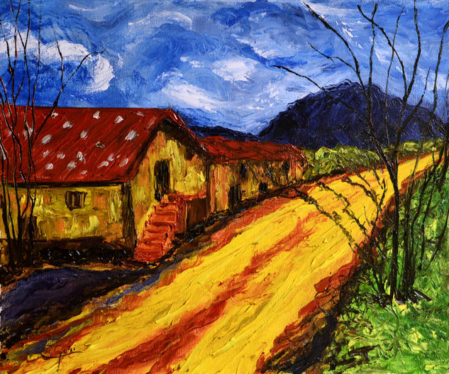 Camino luminoso. Oil Canvas Landscaping