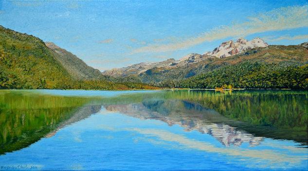 Lago Frias, Bariloche, Rio Negro Argentina Oil Textile Landscaping