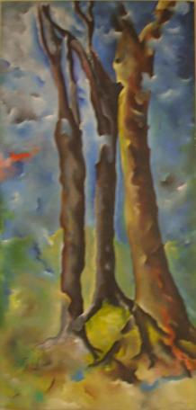 Tres Arboles. Oil Textile Landscaping