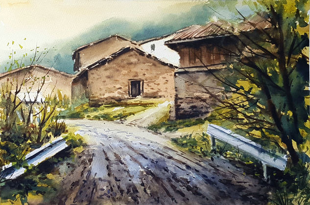 CASTANDIELLO - ALLER Acuarela Papel Paisaje