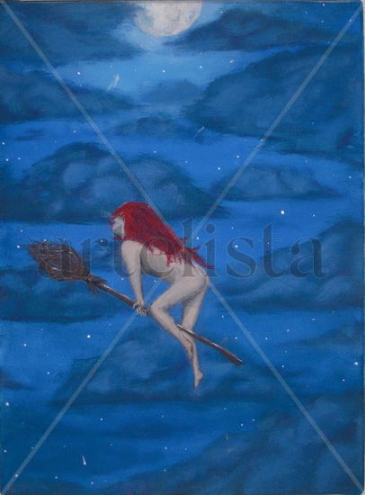 El vuelo de la brunja Acrylic Canvas Nude Paintings