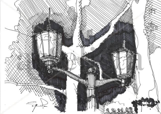 farolas de la plaza del pueblo