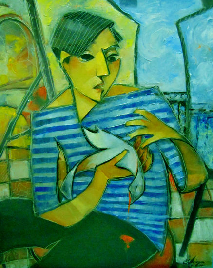 QUIÉN MATÓ A LA PALOMA DE PICASSO Óleo Lienzo Retrato