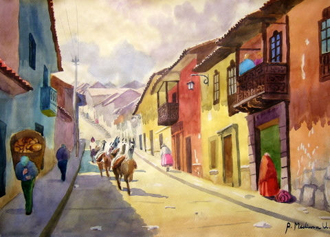 Calle Santa Ana Watercolour Card Landscaping