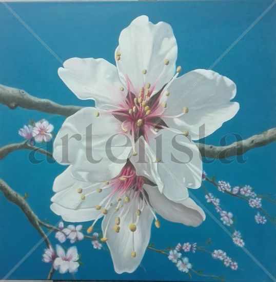 LA FLOR DEL ALMENDRO II Oil Canvas Floral Painting