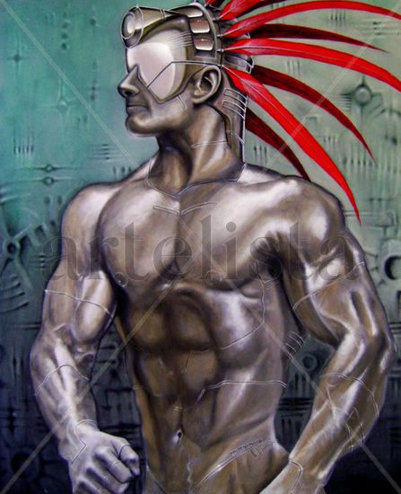 Droi 2 (Aztecdroid) Acrylic Panel Figure Painting