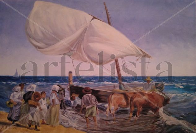 Playa de Valencia (Homenaje a Sorolla) Óleo Lienzo Marina