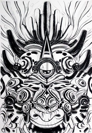 Cíclope azteca Ink Paper Figure Painting