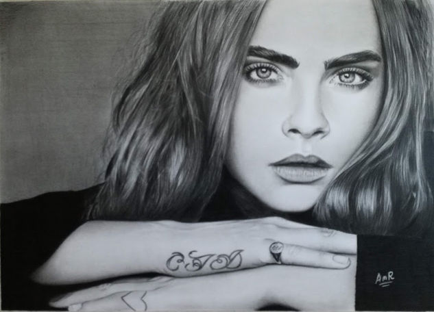 cara delevingne Técnica Mixta