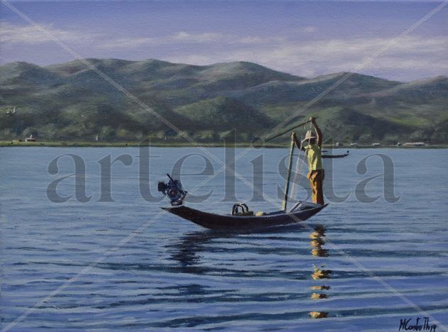 PESCANDO EN LAGO INLE EN  MYANMAR (BIRMANIA)