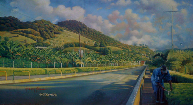 pintura mural: paisaje de san victor, moca.