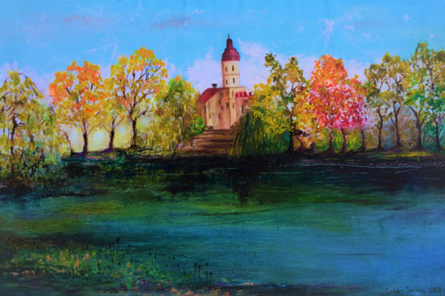 Castillo de Nesvizh Oil Canvas Landscaping