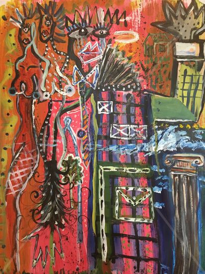 Tube stop Acrylic Paper Figure Painting