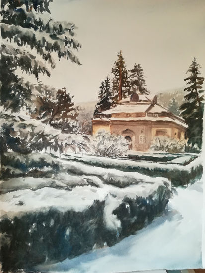 Nieve sobre El Escorial Watercolour Paper Landscaping