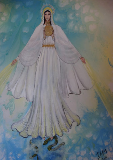 La Virgen de la medalla milagrosa Acrylic Canvas Figure Painting